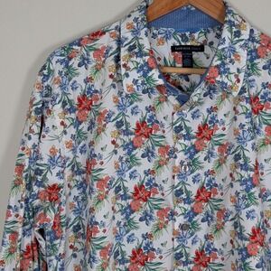 Van Heusen Studio Mens XL Slim Fit Floral Button Down Shirt Tropical 100% Cotton